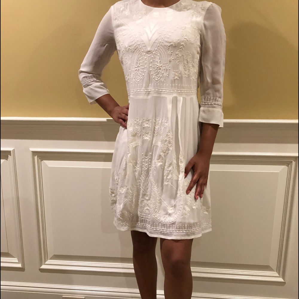 French Connection White Patterned Dress